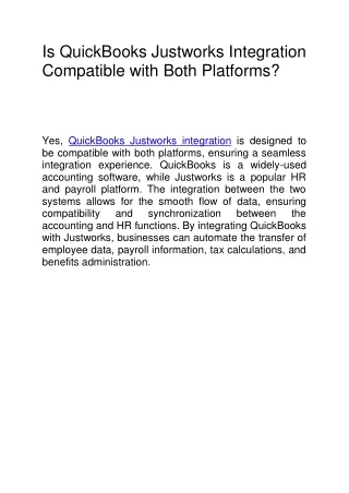 Is QuickBooks Justworks Integration Compatible with Both Platforms