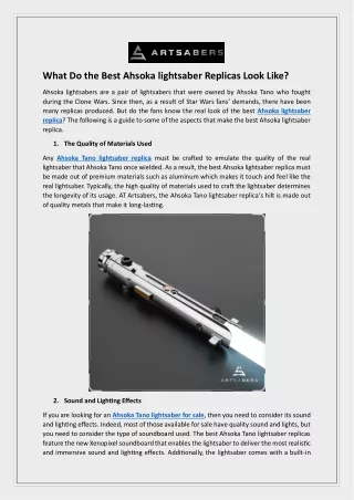 What Do the Best Ahsoka lightsaber Replicas Look Like?