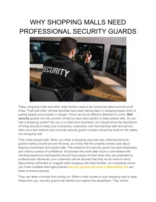 WHY SHOPPING MALLS NEED PROFESSIONAL SECURITY GUARDS