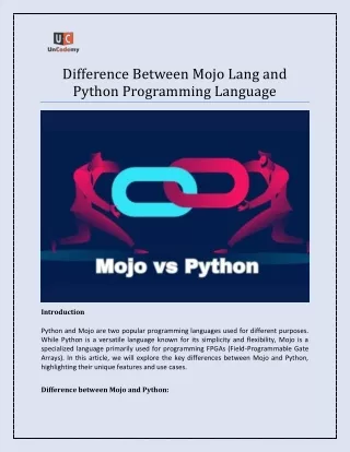 Difference Between Mojo Lang and Python Programming Language