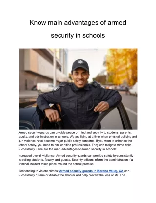 Know main advantages of armed security in schools