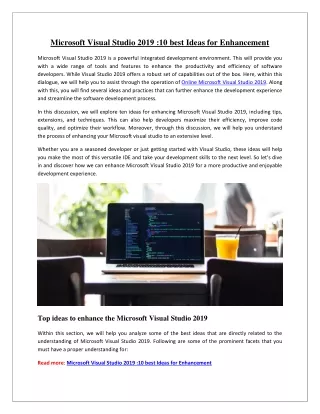 Microsoft Visual Studio 2019 10 best Ideas for Enhancement