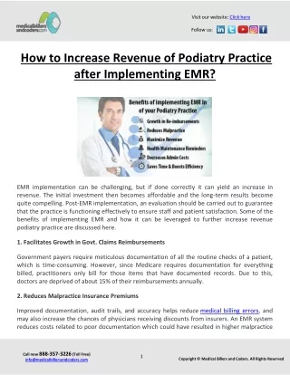 How to Increase Revenue of Podiatry Practice after Implementing EMR