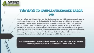 An effective way to fix QuickBooks Error 108