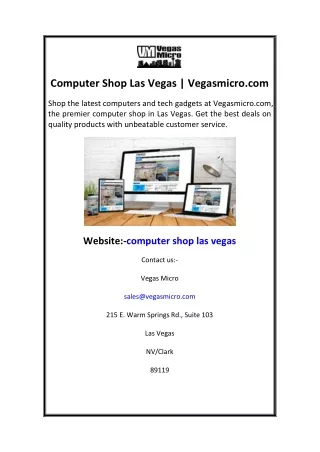 Computer Shop Las Vegas  Vegasmicro.com