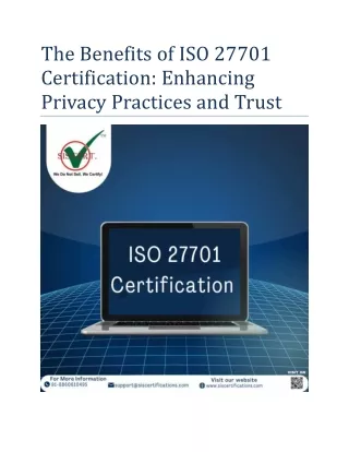 The Benefits of ISO 27701 Certification: Enhancing Privacy Practices and Trust