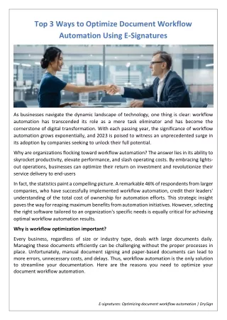 Top 3 Ways to Optimize Document Workflow Automation Using E-Signatures