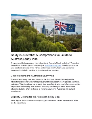 Study in Australia_ A Comprehensive Guide to Australian Study Visa