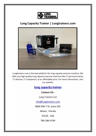 Lung Capacity Trainer | Lungtrainers.com
