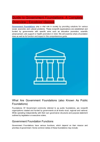 Guide to Government Foundations: A Complete Overview | Excelsior classes