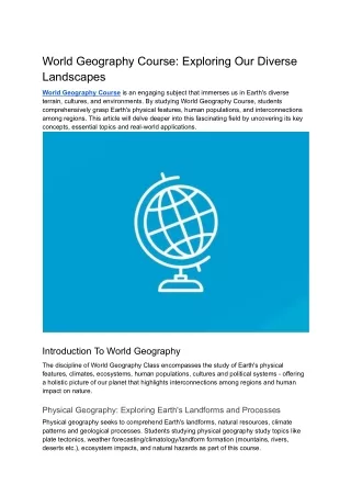 World Geography_ Exploring Our Diverse Landscapes