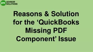 A Quick Way To Fix QuickBooks Missing PDF Component