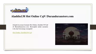 Aladdin138 Slot Online Cq9  Duranduranstore.com