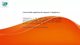 Custom Mobile Application Development  Codinglords.co