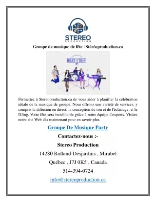 Groupe de musique de fête  Stéréoproduction.ca