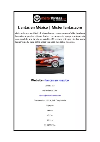 Llantas en México  Misterllantas.com