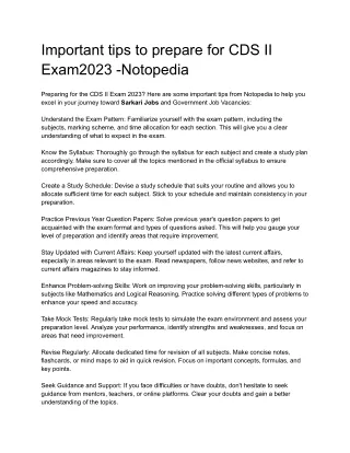 Important tips to prepare for CDS II Exam2023 -Notopedia