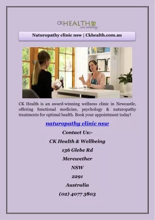 Naturopathy clinic nsw | Ckhealth.com.au