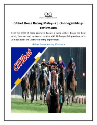 Citibet Horse Racing Malaysia  Onlinegambling-review