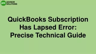 A Quick Way To Fix QuickBooks Subscription Has Lapsed Error