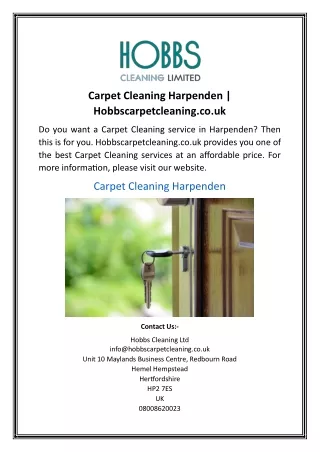 Carpet Cleaning Harpenden | Hobbscarpetcleaning.co.uk