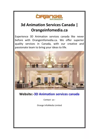 3d Animation Services Canada Orangeinfomedia.ca
