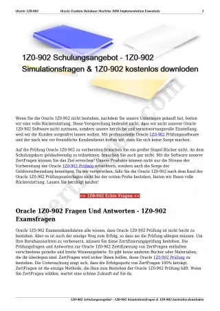 1Z0-902 Schulungsangebot - 1Z0-902 Simulationsfragen & 1Z0-902 kostenlos downloden