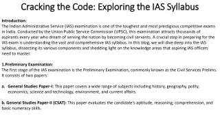 Cracking the Code Exploring the IAS Syllabus