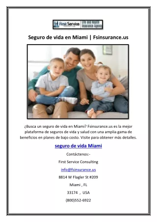 Seguro de vida en Miami | Fsinsurance.us