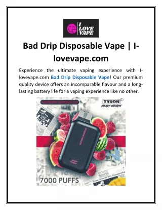 Bad Drip Disposable Vape | I-lovevape.com