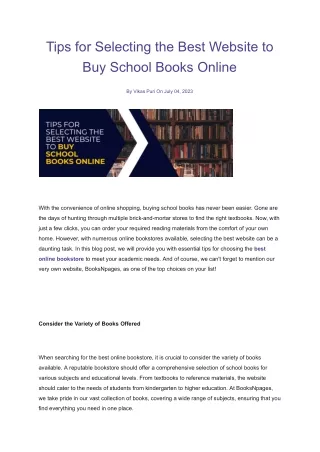 Tips for Selecting the Best Website to Buy School Books Online