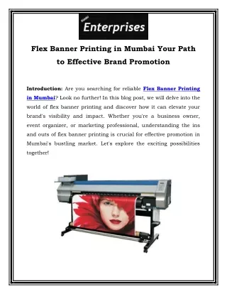 Flex Banner Printing in Mumbai Your Path to Effective Brand Promotion