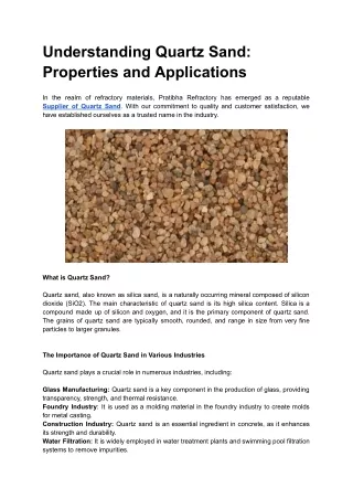Understanding Quartz Sand: Properties and Applications