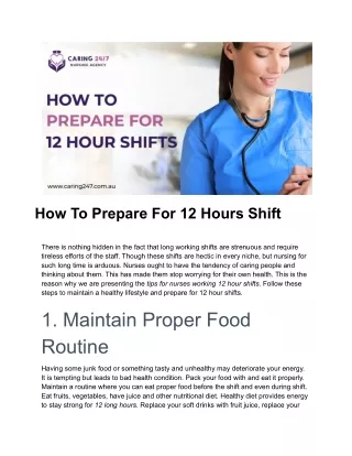 A Guide to Preparing for a 12-Hour Shift