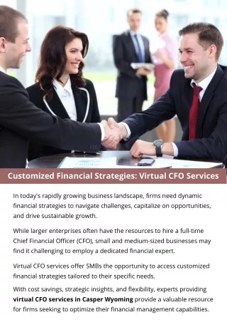 Customized Financial Strategies Virtual CFO Services