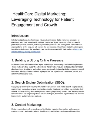 HealthCare Digital Marketing_ Leveraging Technology for Patient Engagement and Growth