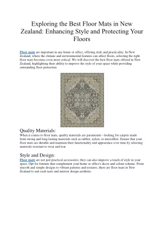 Exploring the Best Floor Mats in New Zealand Enhancing Style and Protecting Your Floors