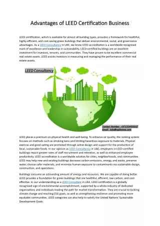 Advantages of LEED Certification Business
