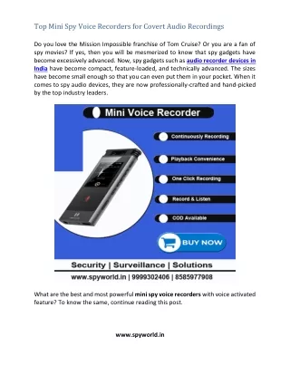 Top Mini Spy Voice Recorders for Covert Audio Recordings