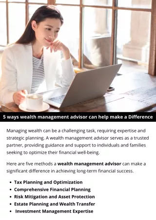 5 ways wealth management advisor can help make a Difference