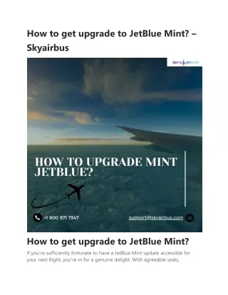 How to get upgrade to JetBlue Mint