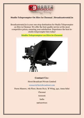 Studio Teleprompter On Hire In Chennai | Broadcastrental.in