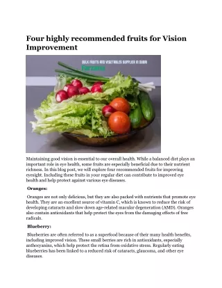 Four highly recommended fruits for Vision Improvement