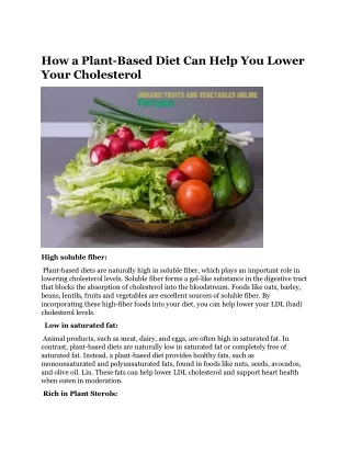 How a Plant-Based Diet Can Help You Lower Your Cholesterol