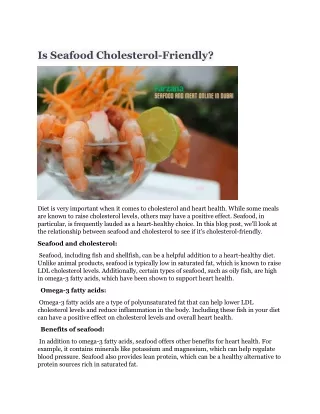 Is Seafood Cholesterol-Friendly