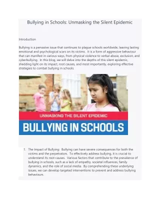 Bullying in Schools