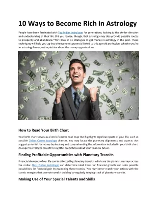 10 Ways to Become Rich in Astrology