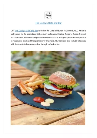 Get 10% Offer From The Cuzzy’s Cafe and Bar - Order Now