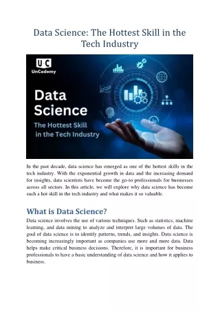 Data Science The Hottest Skill in the Tech Industry