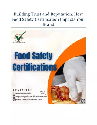 How Food Safety Certification Impacts Your Brand